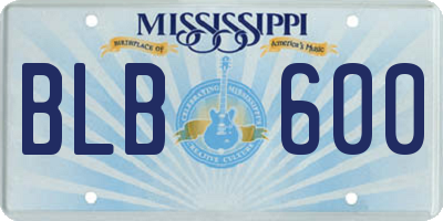MS license plate BLB600