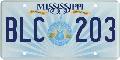 MS license plate BLC203