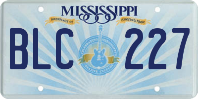 MS license plate BLC227