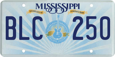 MS license plate BLC250