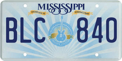 MS license plate BLC840