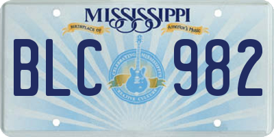 MS license plate BLC982