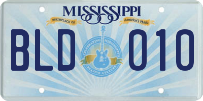 MS license plate BLD010