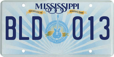 MS license plate BLD013