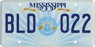 MS license plate BLD022