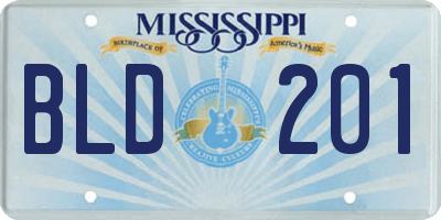 MS license plate BLD201