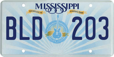 MS license plate BLD203