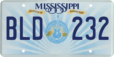 MS license plate BLD232
