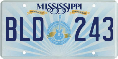 MS license plate BLD243