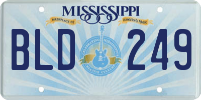 MS license plate BLD249