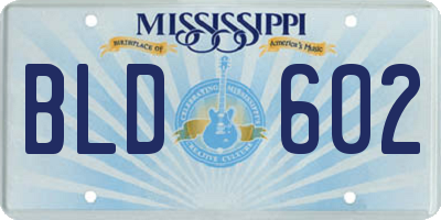 MS license plate BLD602
