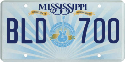 MS license plate BLD700