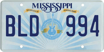 MS license plate BLD994