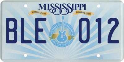 MS license plate BLE012