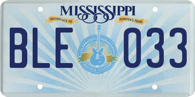 MS license plate BLE033