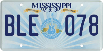 MS license plate BLE078