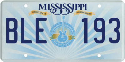 MS license plate BLE193