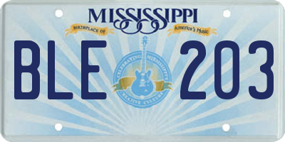 MS license plate BLE203
