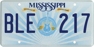 MS license plate BLE217
