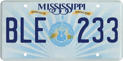 MS license plate BLE233