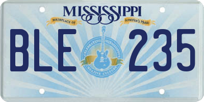 MS license plate BLE235