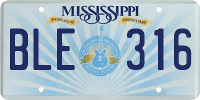MS license plate BLE316