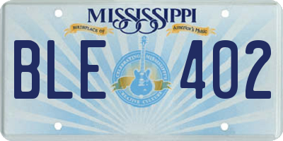 MS license plate BLE402