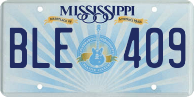 MS license plate BLE409