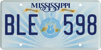 MS license plate BLE598