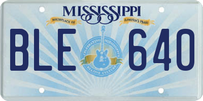 MS license plate BLE640