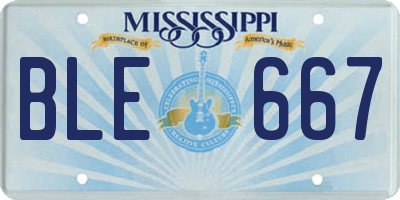 MS license plate BLE667