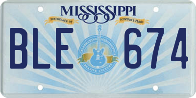 MS license plate BLE674