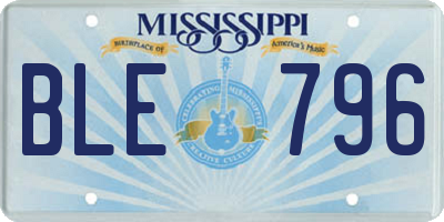 MS license plate BLE796