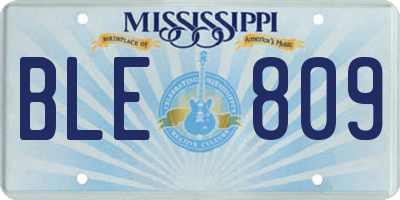 MS license plate BLE809
