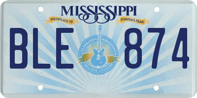 MS license plate BLE874