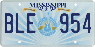 MS license plate BLE954