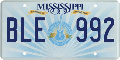MS license plate BLE992