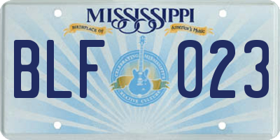 MS license plate BLF023