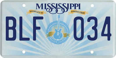 MS license plate BLF034