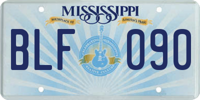 MS license plate BLF090