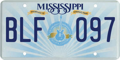 MS license plate BLF097