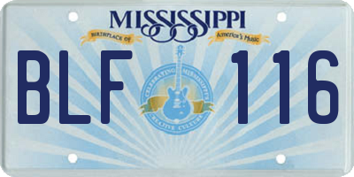 MS license plate BLF116