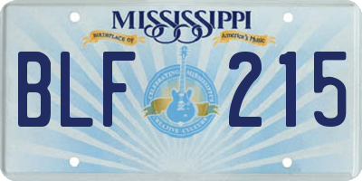 MS license plate BLF215