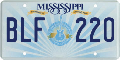 MS license plate BLF220