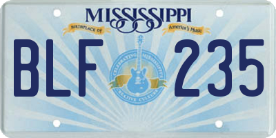 MS license plate BLF235