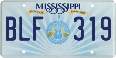 MS license plate BLF319