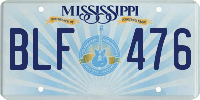 MS license plate BLF476