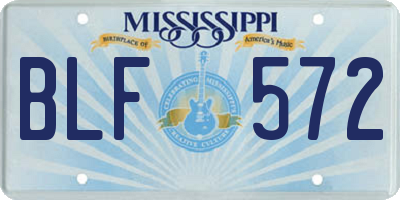 MS license plate BLF572