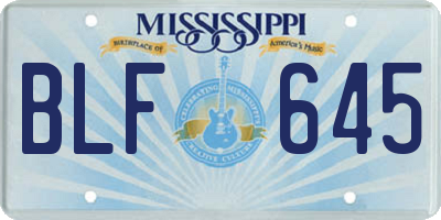 MS license plate BLF645