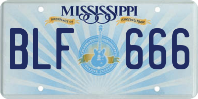 MS license plate BLF666